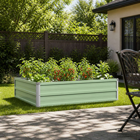 Vidaxl verhoogd tuinbed pastelgroen 100 x 80 x 24 cm koudgewalst staal