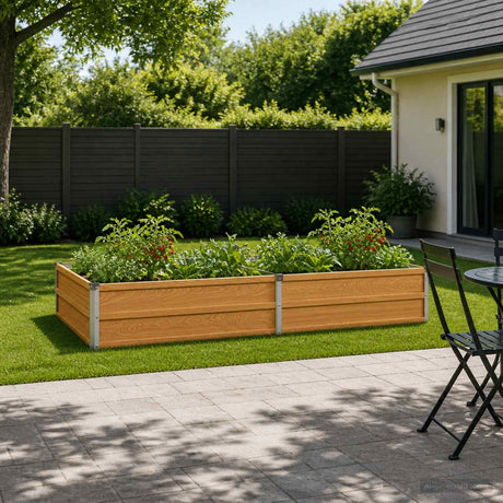 Vidaxl verhoogd tuinbed natuurlijk hout 160 x 80 x 24 cm staal