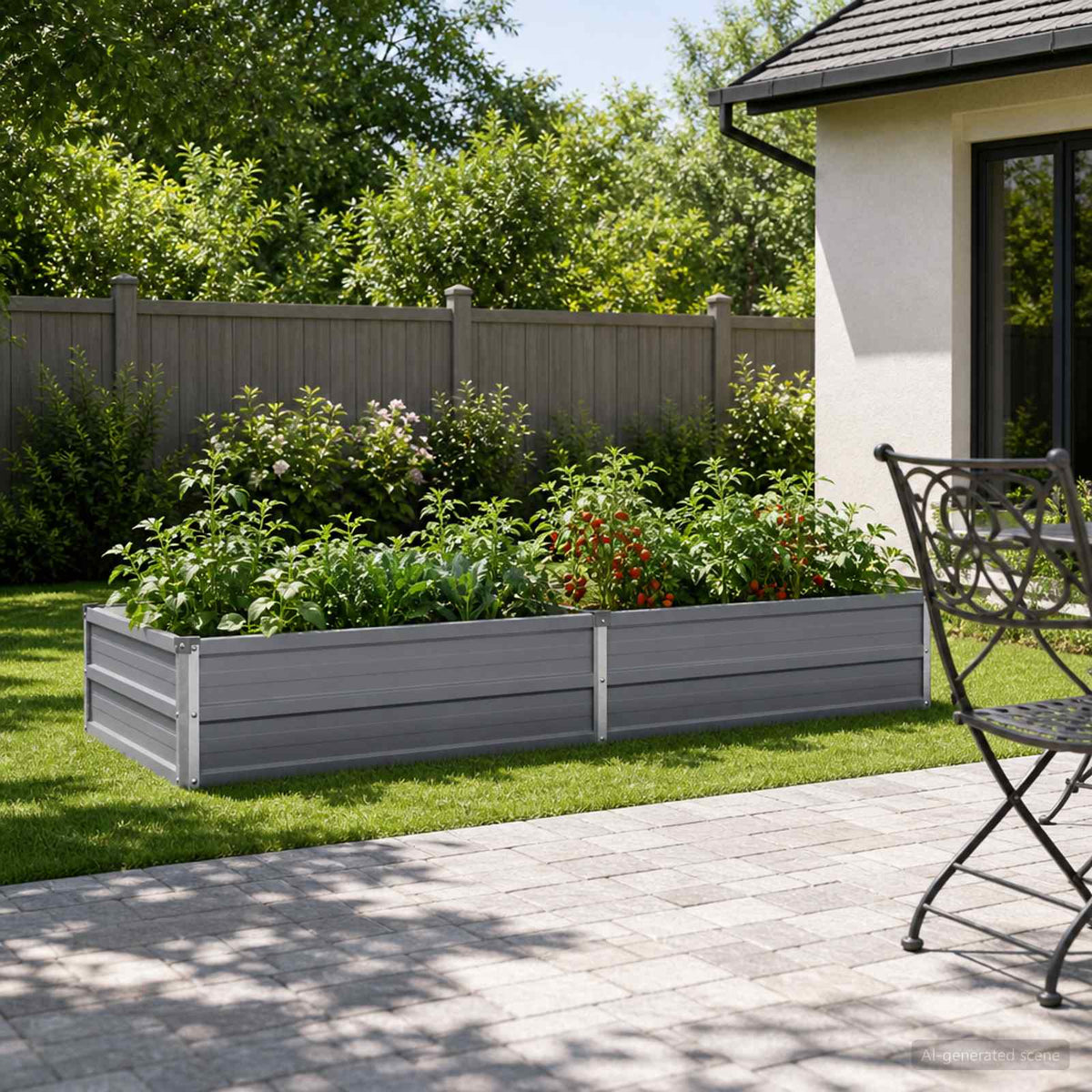 Vidaxl verhoogd tuinbed grijs 160 x 80 x 24 cm koudgewalst staal