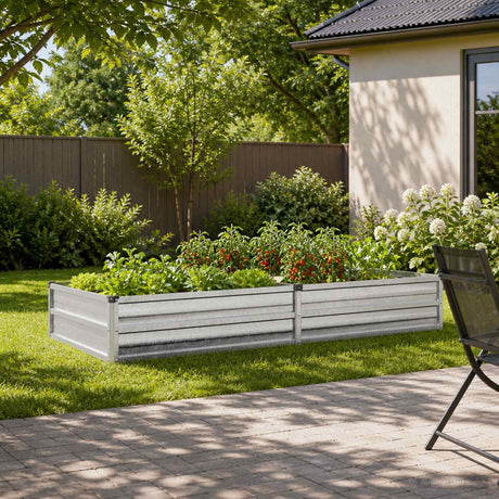 Vidaxl verhoogd tuinbed gegalvaniseerd zilver 160 x 80 x 24 cm staal