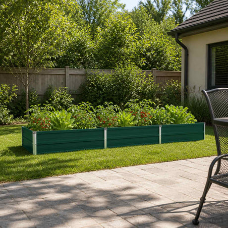 Vidaxl verhoogd tuinbed groen 240 x 80 x 24 cm koudgewalst stalen
