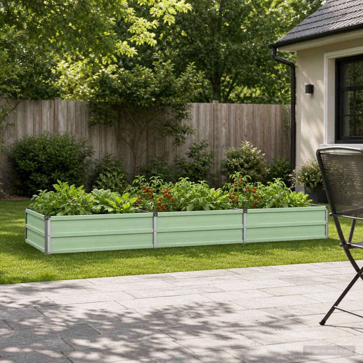 Vidaxl verhoogd tuinbed pastelgroen 240 x 80 x 24 cm koudgewalst staal