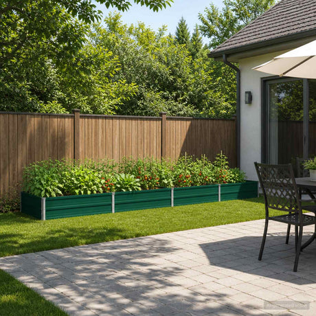 Vidaxl verhoogd tuinbed groen 320 x 80 x 24 cm koudgewalst stalen