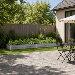 Vidaxl verhoogd tuinbed grijs 320 x 80 x 24 cm koudgewalst staal