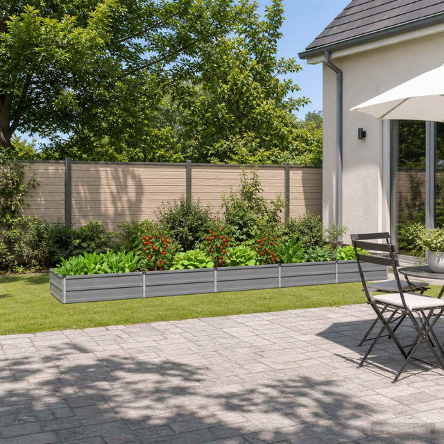 Vidaxl verhoogd tuinbed grijs 400 x 80 x 24 cm koudgewalst staal