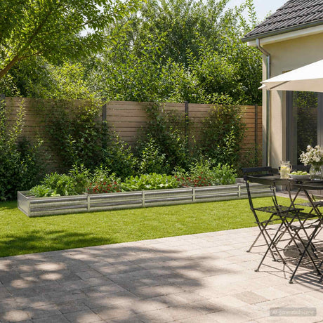 Vidaxl verhoogd tuinbed zilverkleurig 400 x 80 x 24 cm gegalvaniseerd