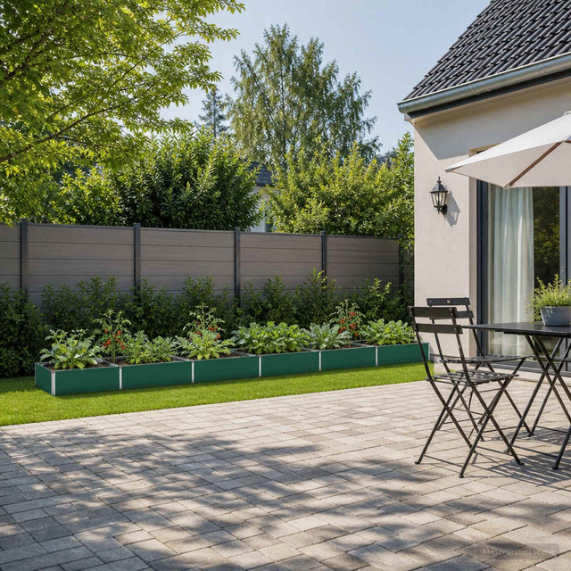 Vidaxl verhoogd tuinbed groen 600 x 80 x 24 cm koudgewalst stalen