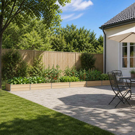 Vidaxl verhoogd tuinbed ivoor 600 x 80 x 24 cm staal