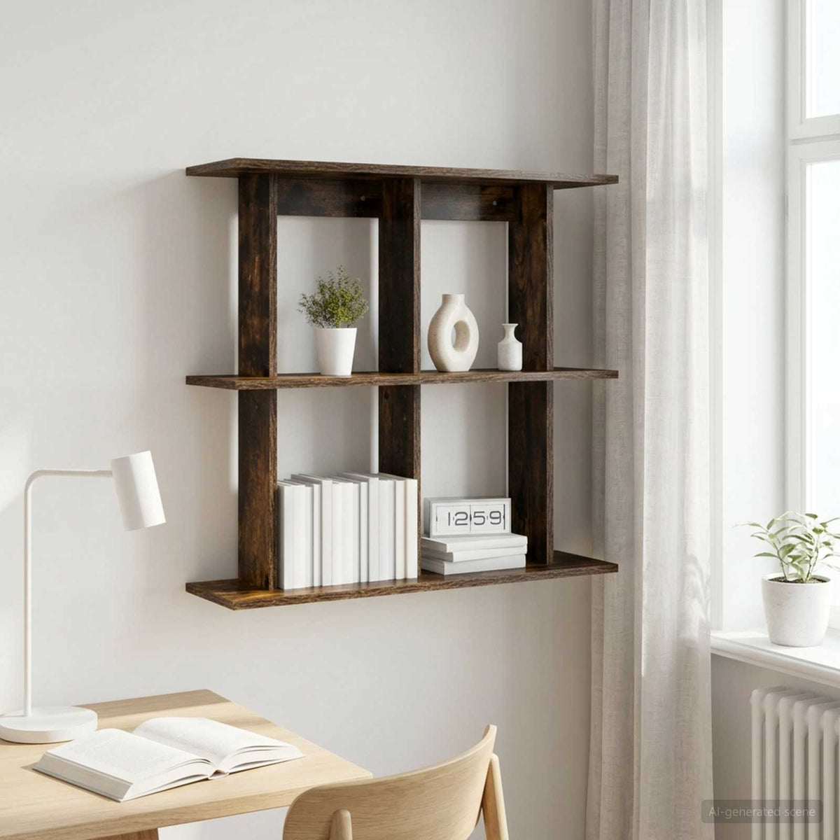 Vidaxl wandplank muurmontage gerookt eiken 100 x 20 x 75 cm