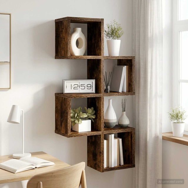 Vidaxl wandplank muurmontage gerookt eiken 39 x 15 x 76 cm