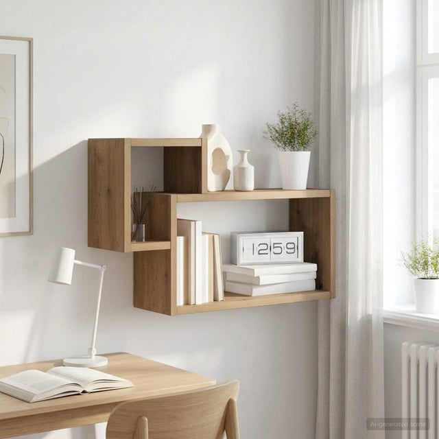 Vidaxl wandplank muurmontage artisanaal eiken 55 x 15 x 35 cm
