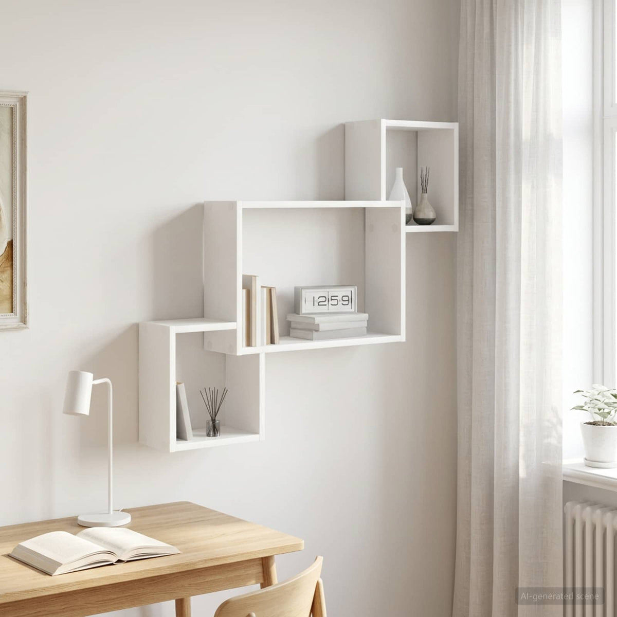 Vidaxl wandplank muurmontage wit 91,5 x 15 x 76 cm bewerkt hout