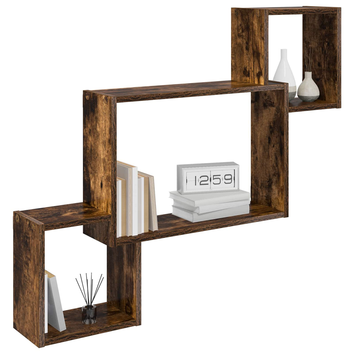 Vidaxl wandplank muurmontage gerookt eiken 91,5 x 15 x 76 cm
