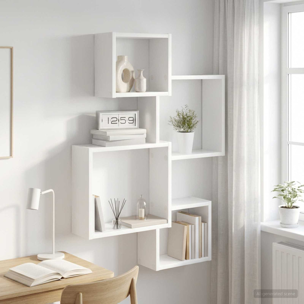 Vidaxl wand cube planken muurmontage wit 64 x 13,5 x 91,5 cm