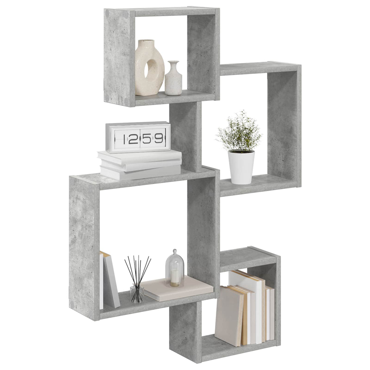Vidaxl wand cube planken muurmontage betongrijs 64 x 13,5 x 91,5 cm