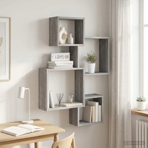 Vidaxl wand cube planken muurmontage grijs sonoma 64 x 13,5 x 91,5 cm