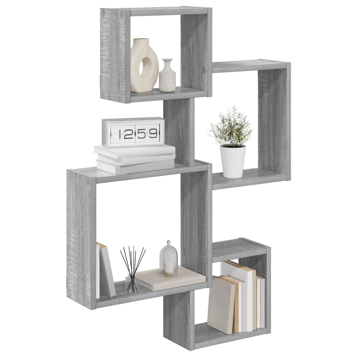 Vidaxl wand cube planken muurmontage grijs sonoma 64 x 13,5 x 91,5 cm