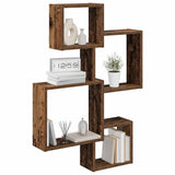 Vidaxl wand cube planken muurmontage oud hout 64 x 13,5 x 91,5 cm
