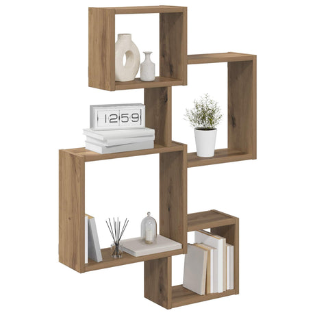 Vidaxl wand cube planken muurmontage artisanaal eiken bewerkt hout