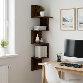 Vidaxl wandplank muurmontage gerookt eiken 32 x 21 x 107 cm