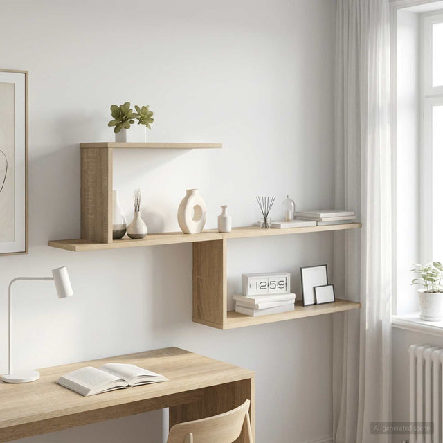 Vidaxl wandplank sonoma eiken 122 x 18 x 60 cm bewerkt hout
