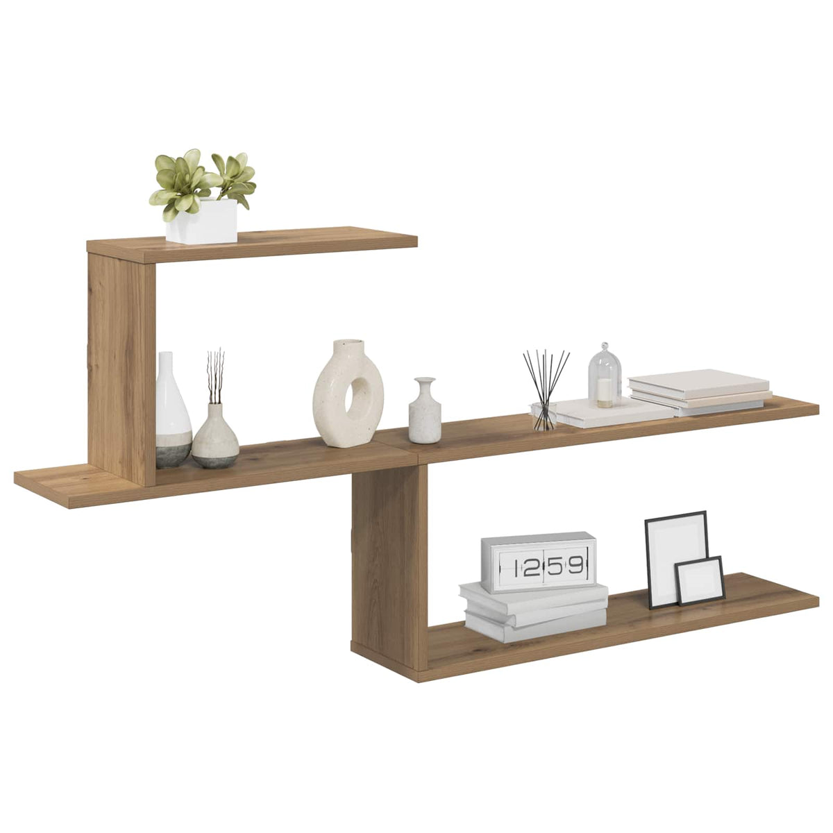 Vidaxl wandplank artisanaal eiken 122 x 18 x 60 cm bewerkt hout