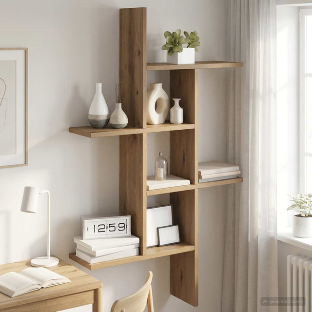 Vidaxl wandplank artisanaal eiken 61 x 15 x 102 cm bewerkt hout
