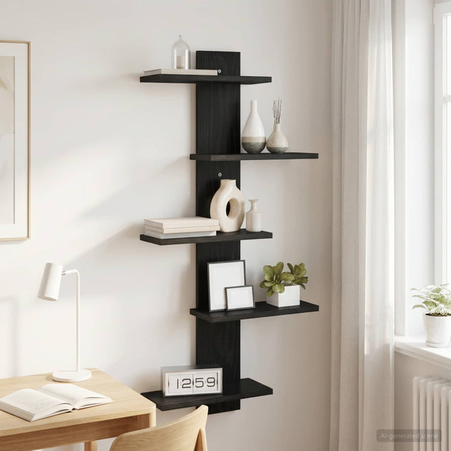 Vidaxl wand vlonderschap zwart eiken 48,5 x 15 x 101 cm bewerkt hout