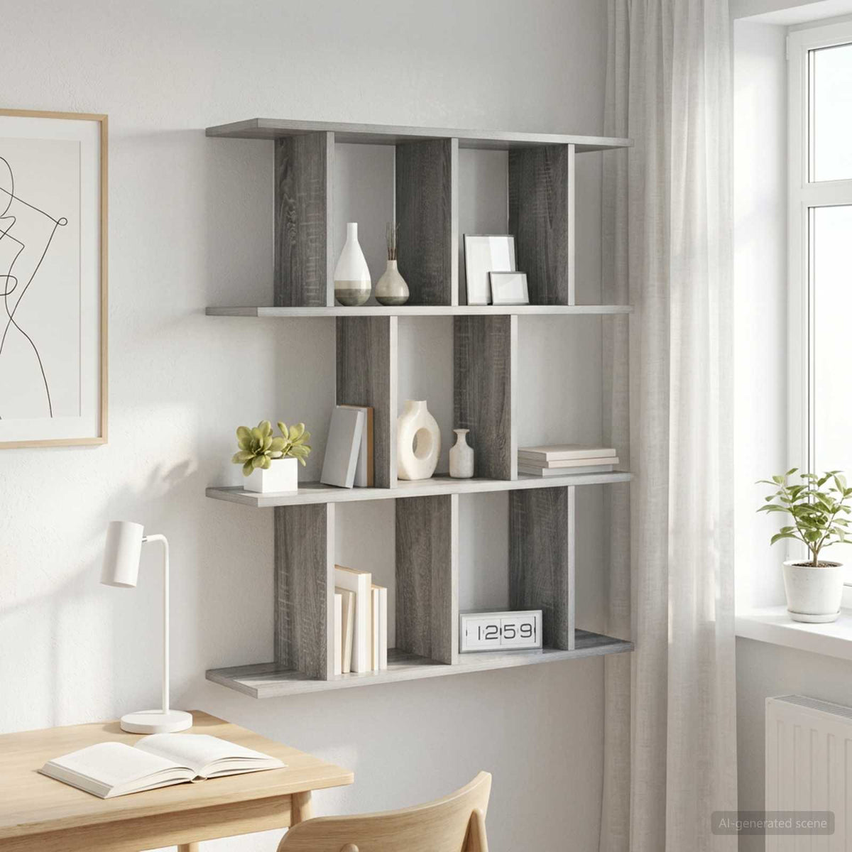 Vidaxl wandplank grijs sonoma 102 x 20 x 96 cm bewerkt hout
