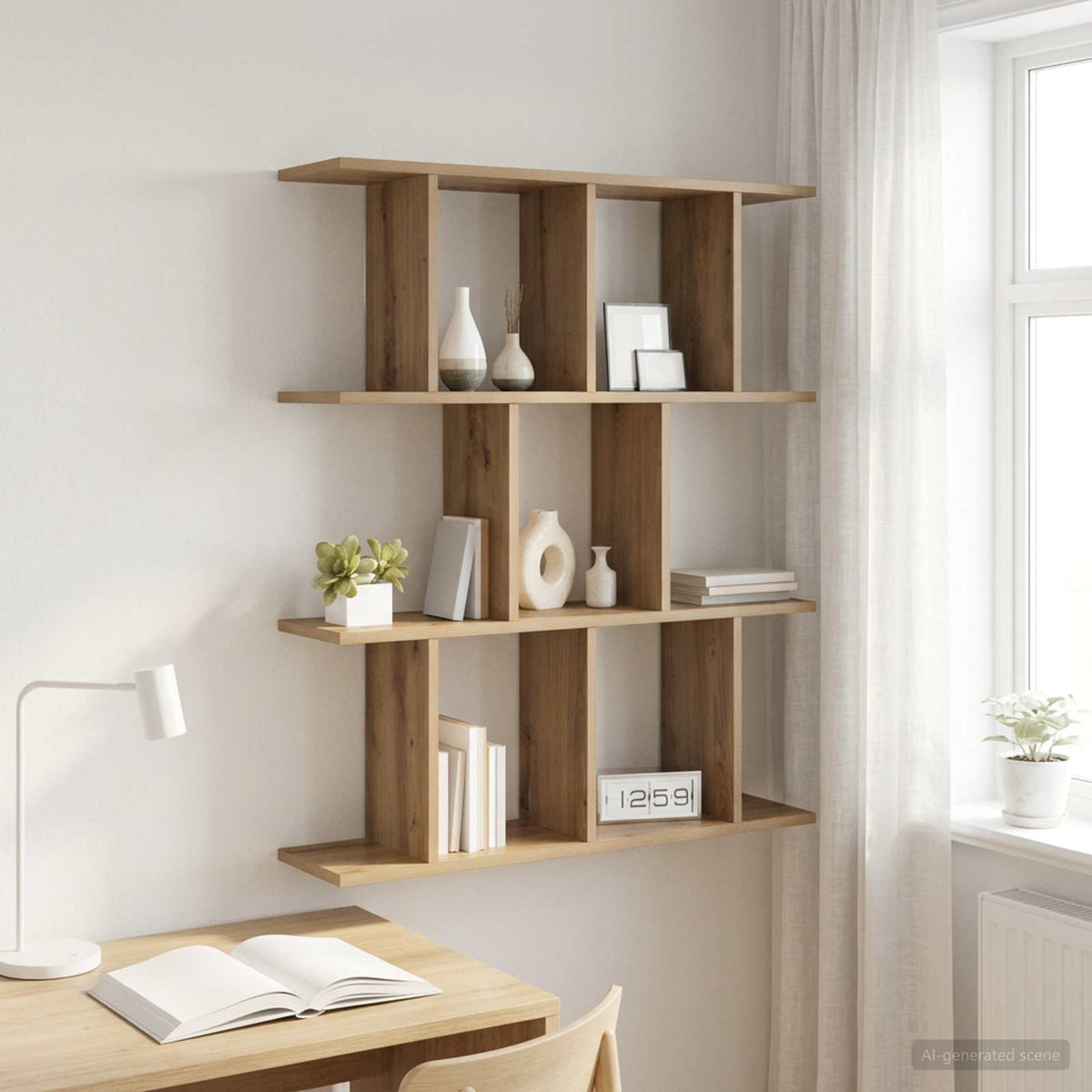 Vidaxl wandplank artisanaal eiken 102 x 20 x 96 cm bewerkt hout