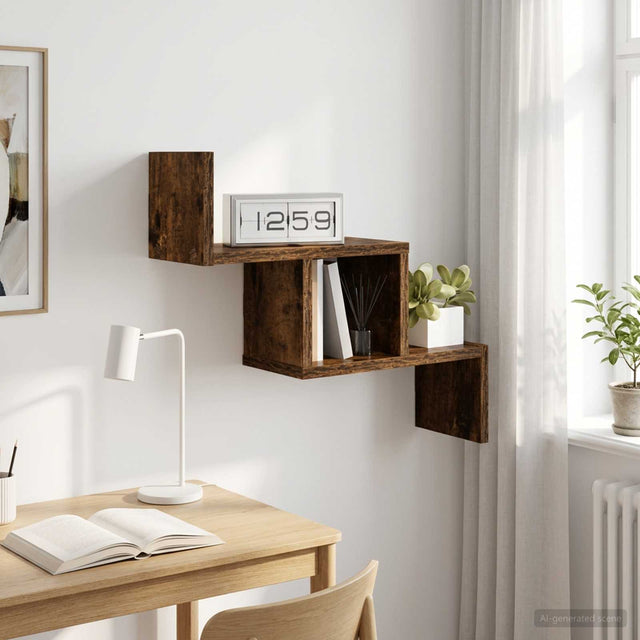 Vidaxl wandplank gerookt eiken 48 x 15 x 42 cm bewerkt hout