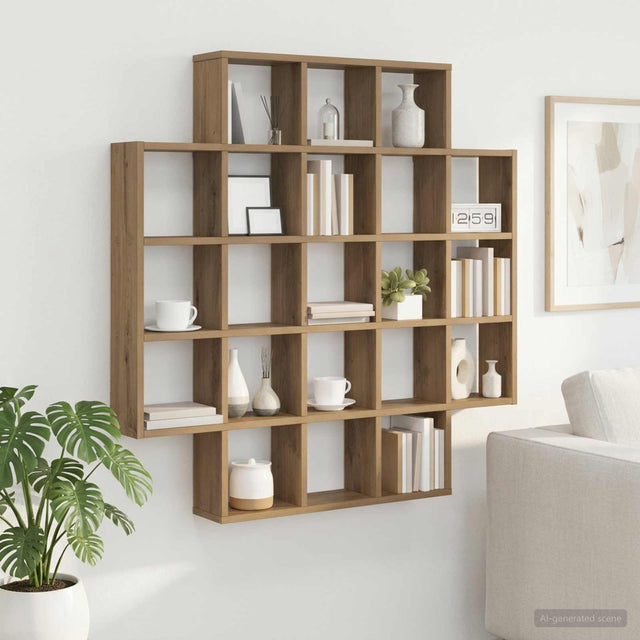 Vidaxl wandplank artisanaal eiken 100 x 13 x 100 cm bewerkt hout