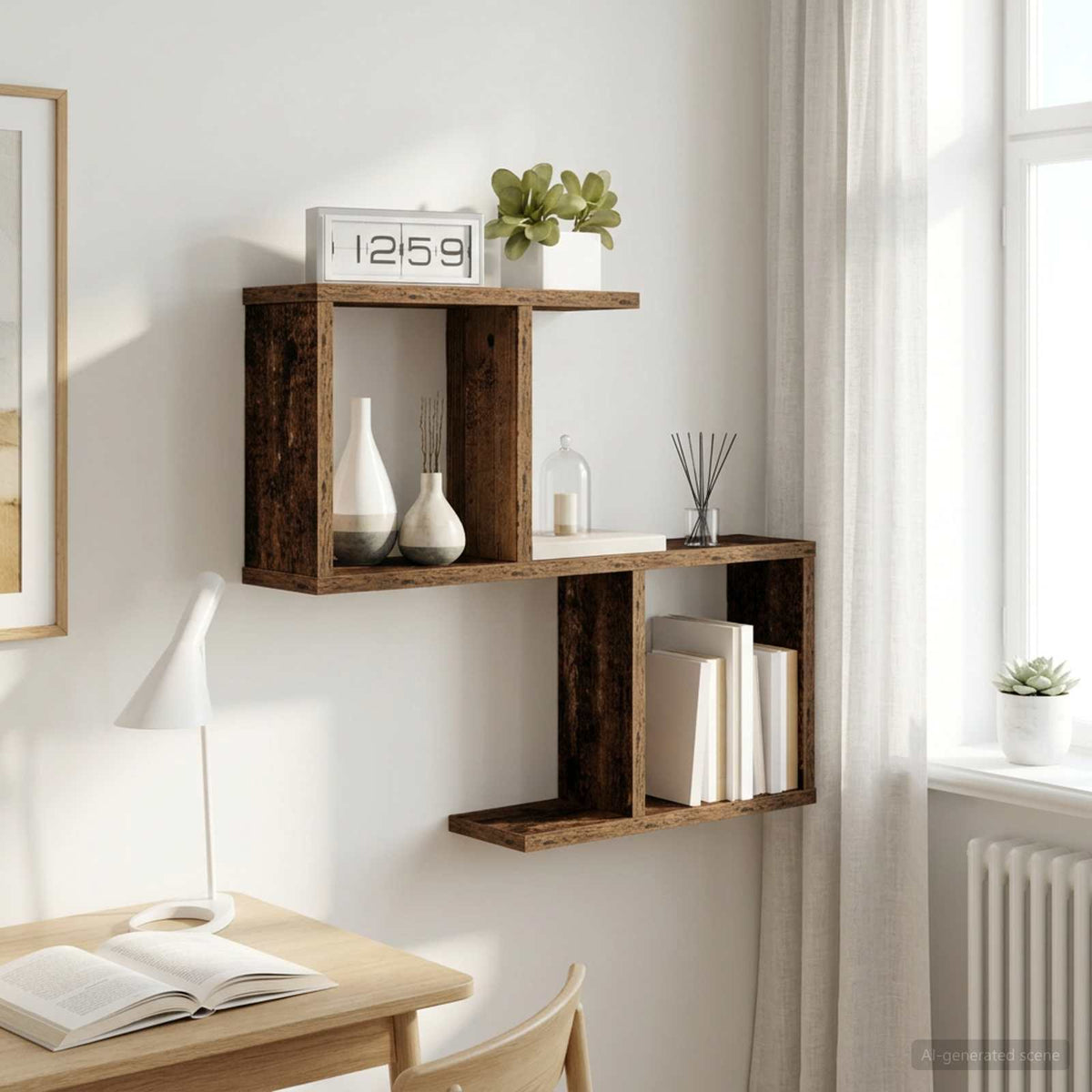 Vidaxl wandplank oud hout 60 x 12 x 50,5 cm bewerkt hout