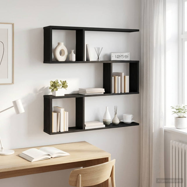 Vidaxl wandplank zwart eiken 80 x 12 x 79,5 cm bewerkt hout