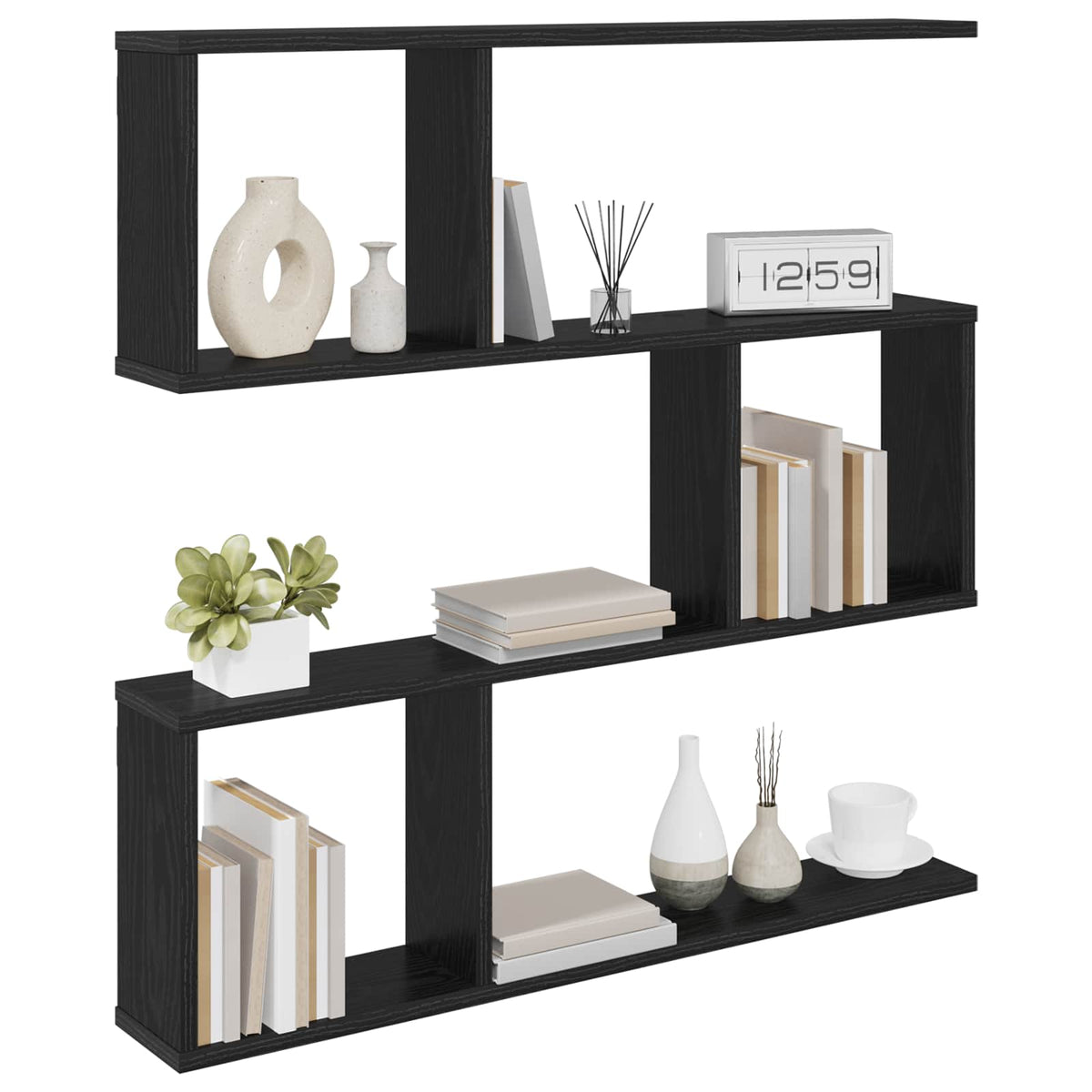 Vidaxl wandplank zwart eiken 80 x 12 x 79,5 cm bewerkt hout