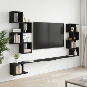 Vidaxl vaste tv plank zwart eiken 180 x 15 x 94 cm bewerkt hout