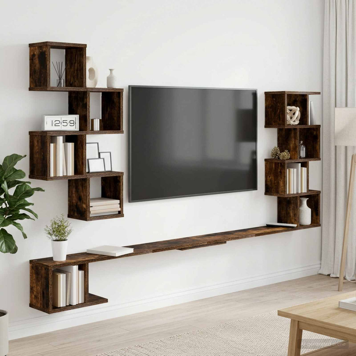 Vidaxl vaste tv plank gerookt eiken 180 x 15 x 94 cm bewerkt hout