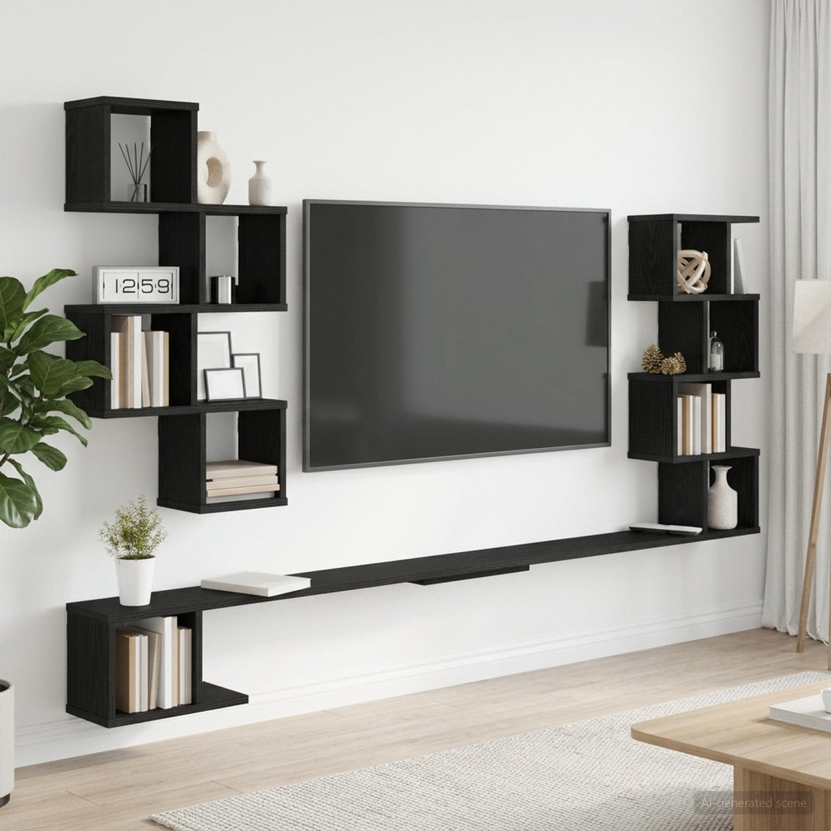 Vidaxl vaste tv plank zwart eiken 160 x 15 x 94 cm bewerkt hout