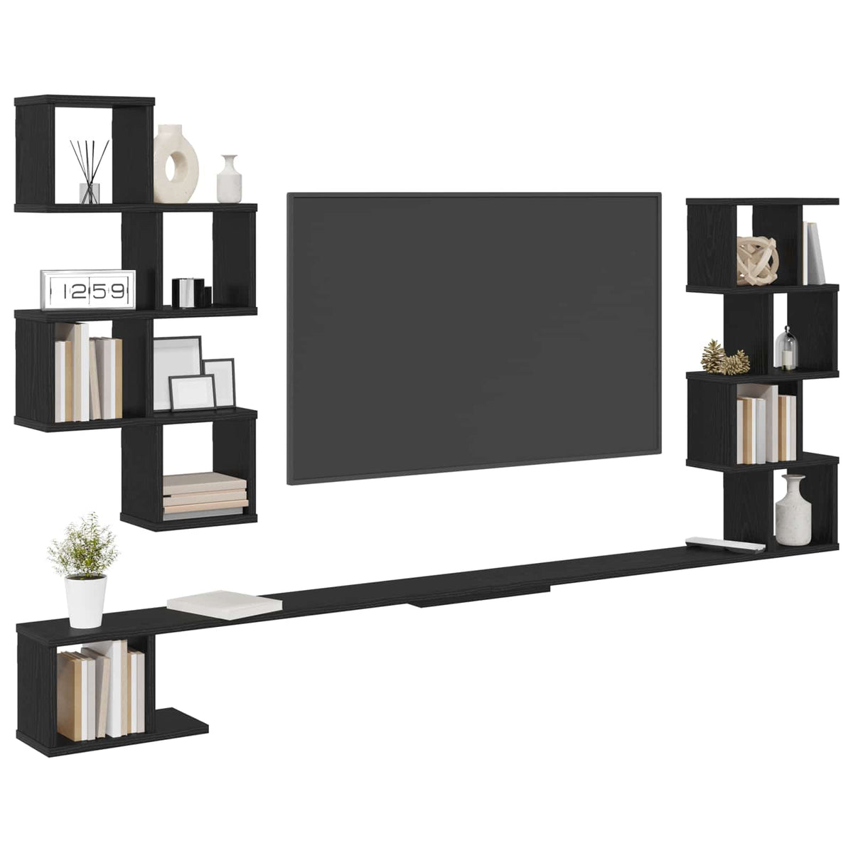 Vidaxl vaste tv plank zwart eiken 160 x 15 x 94 cm bewerkt hout