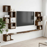 Vidaxl vaste tv plank gerookt eiken 160 x 15 x 94 cm bewerkt hout