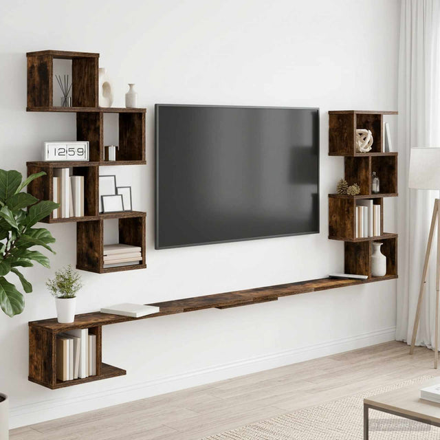 Vidaxl vaste tv plank gerookt eiken 160 x 15 x 94 cm bewerkt hout