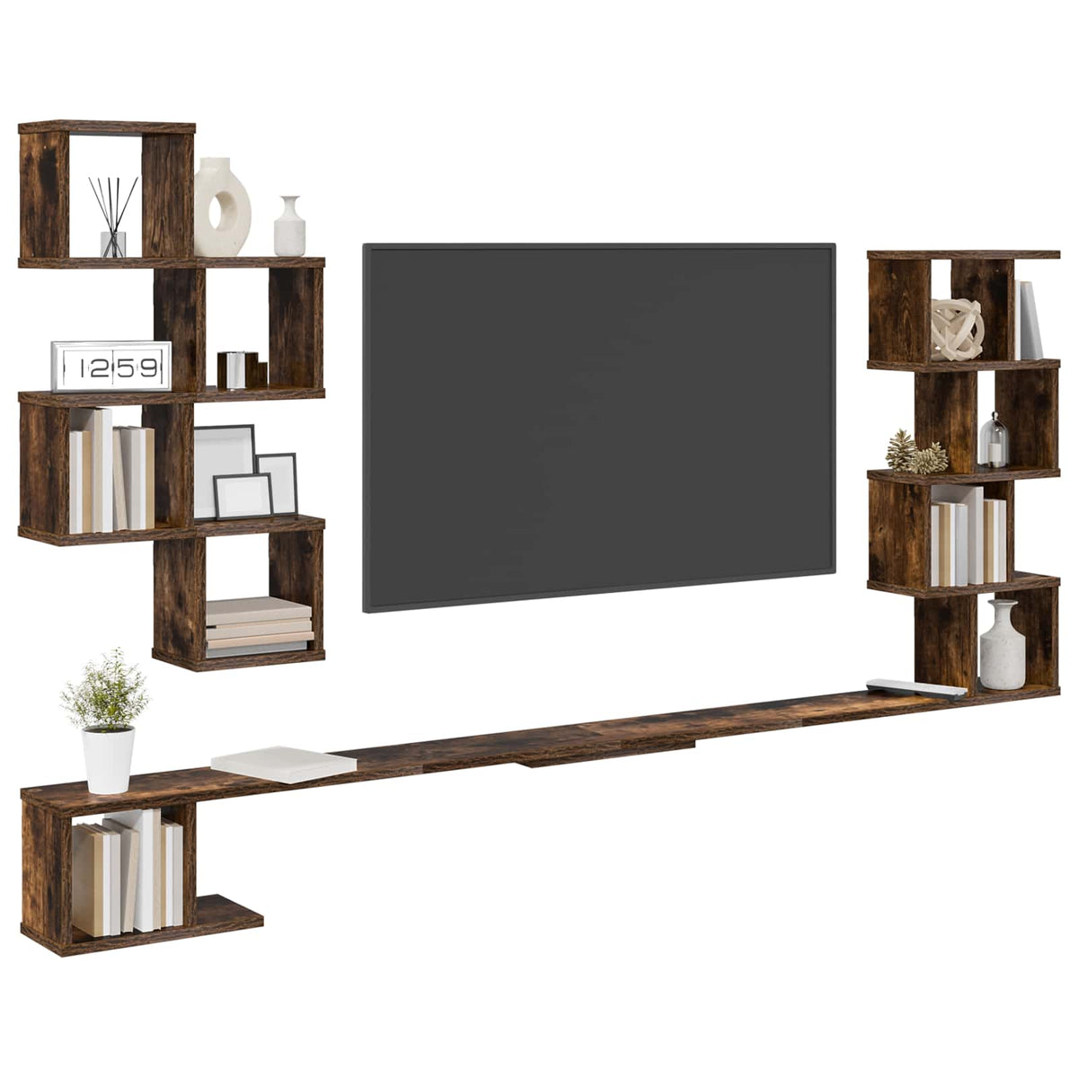 Vidaxl vaste tv plank gerookt eiken 160 x 15 x 94 cm bewerkt hout