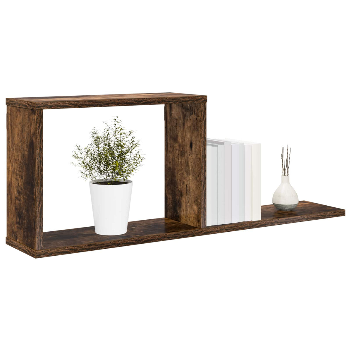 Vidaxl zwevende schappen 2 st gerookt eiken 80 x 15 x 30 cm