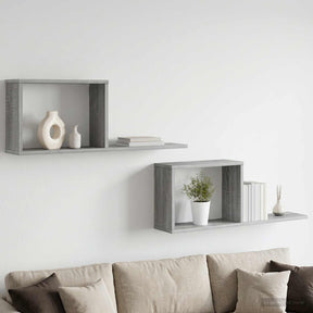 Vidaxl zwevende schappen 2 st grijs sonoma 80 x 15 x 30 cm