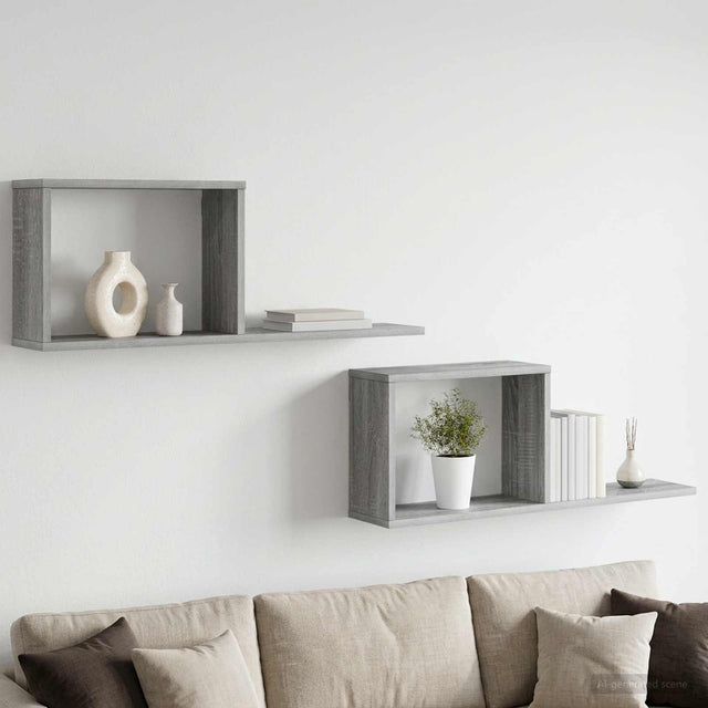 Vidaxl zwevende schappen 2 st grijs sonoma 80 x 15 x 30 cm