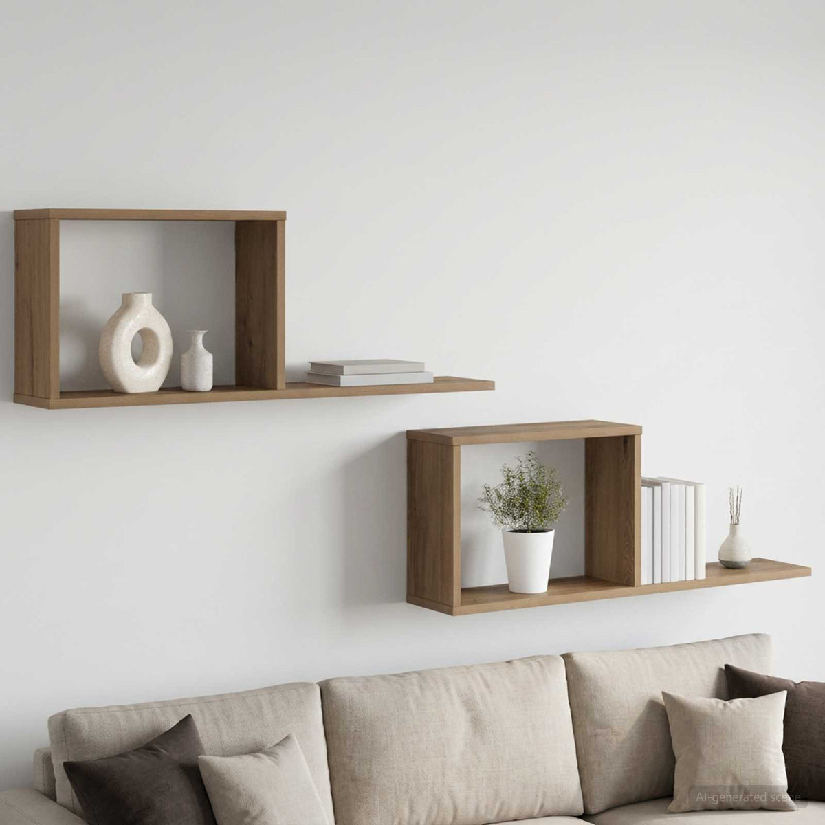 Vidaxl zwevende schappen 2 st artisanaal eiken 80 x 15 x 30 cm