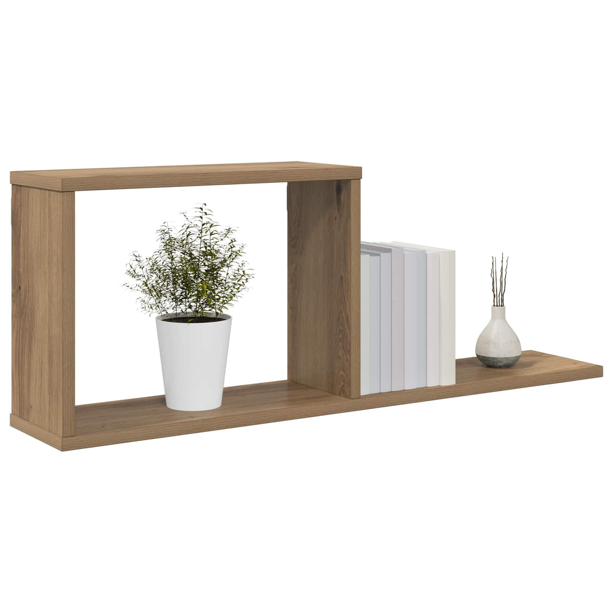 Vidaxl zwevende schappen 2 st artisanaal eiken 80 x 15 x 30 cm