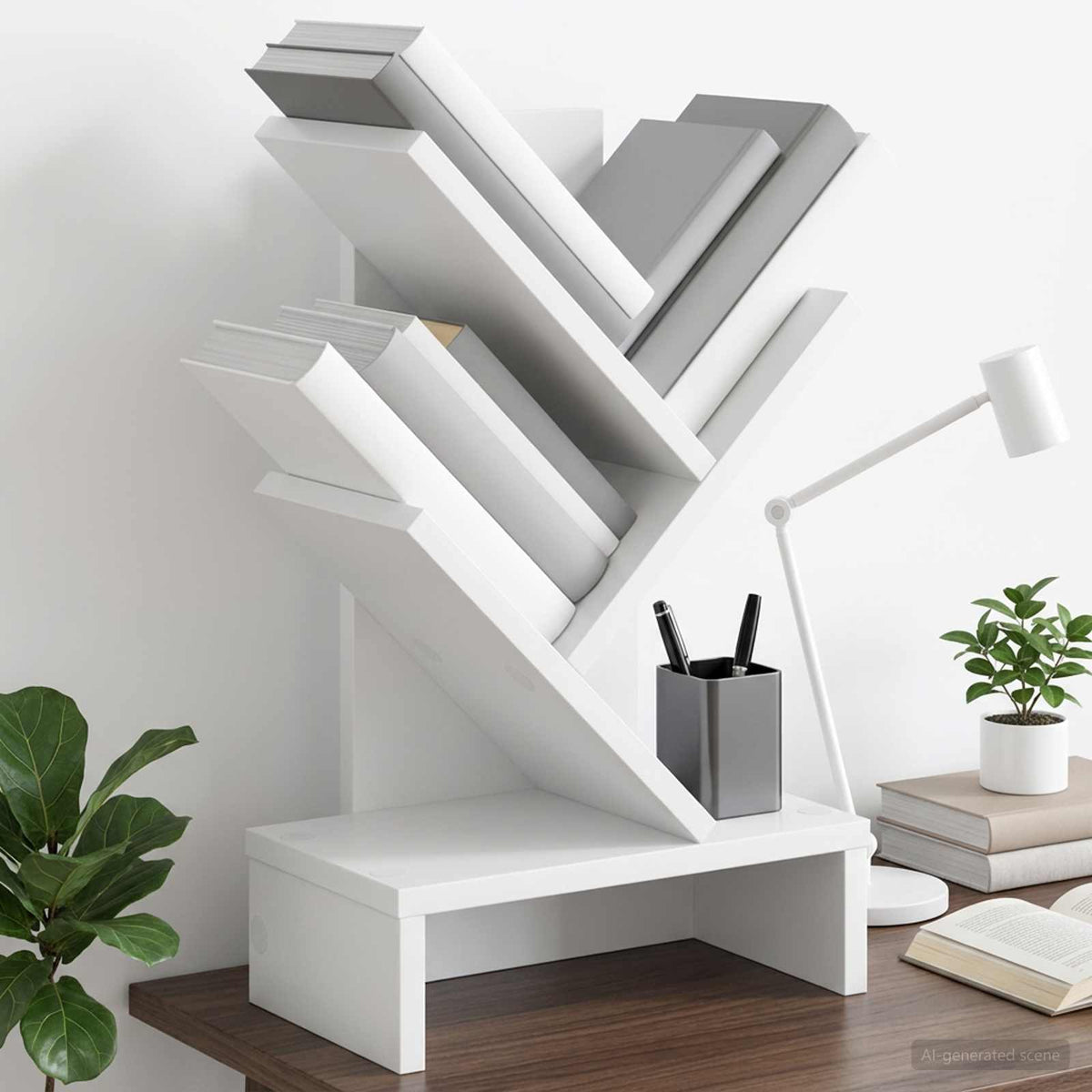 Vidaxl boomvormige boekenplank met 3 planken 30 x 18 x 48 cm wit