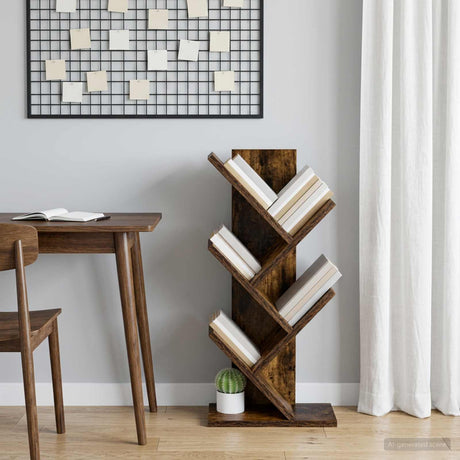 Vidaxl boom boekenkast 4-tier 30 x 18 x 60 cm bewerkt hout