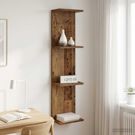 Vidaxl wandplank oud hout 25 x 15 x 100 cm bewerkt hout